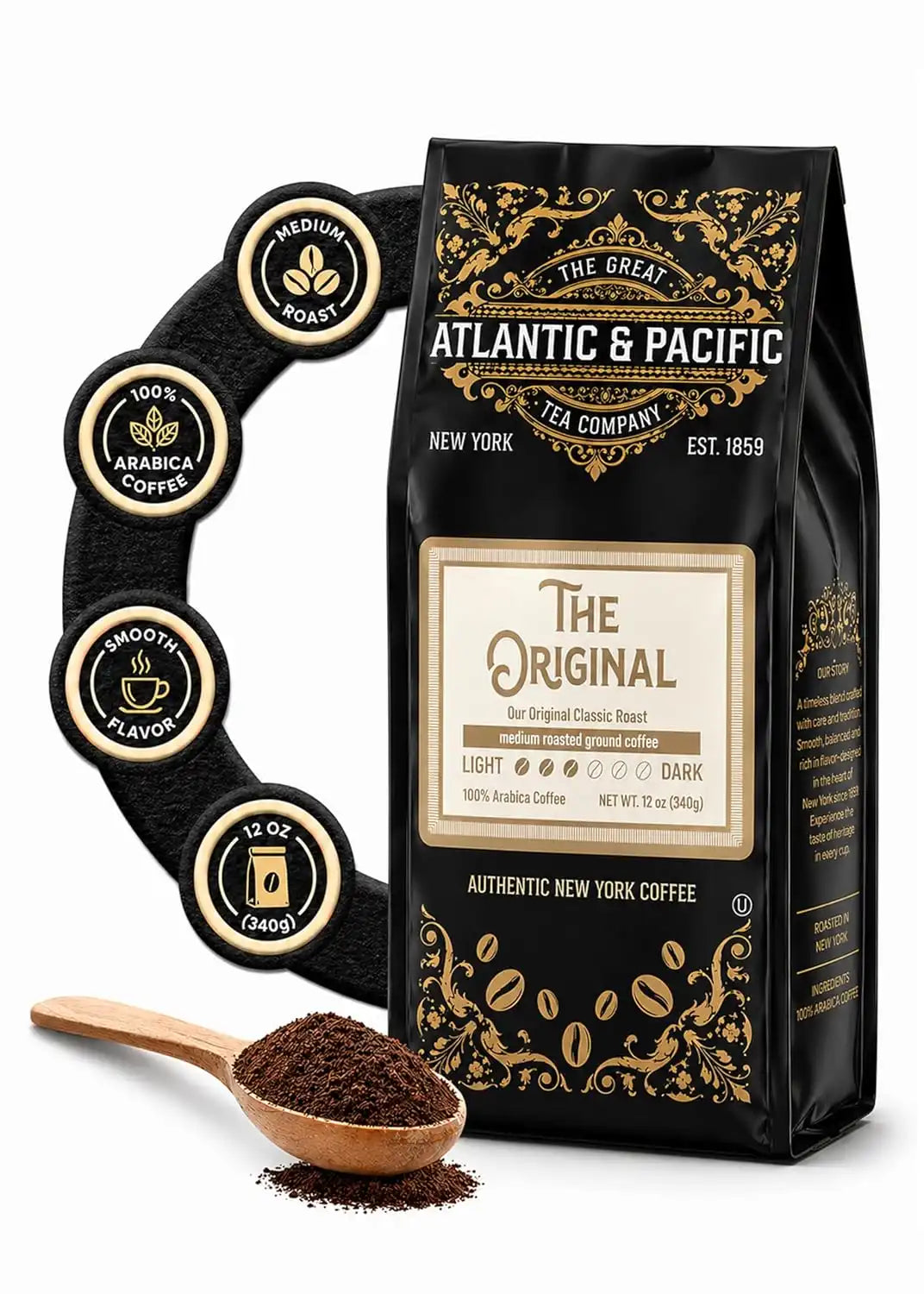 A&P The Original Medium Roast Ground Coffee, 100% Colombian Arabica, 12 oz