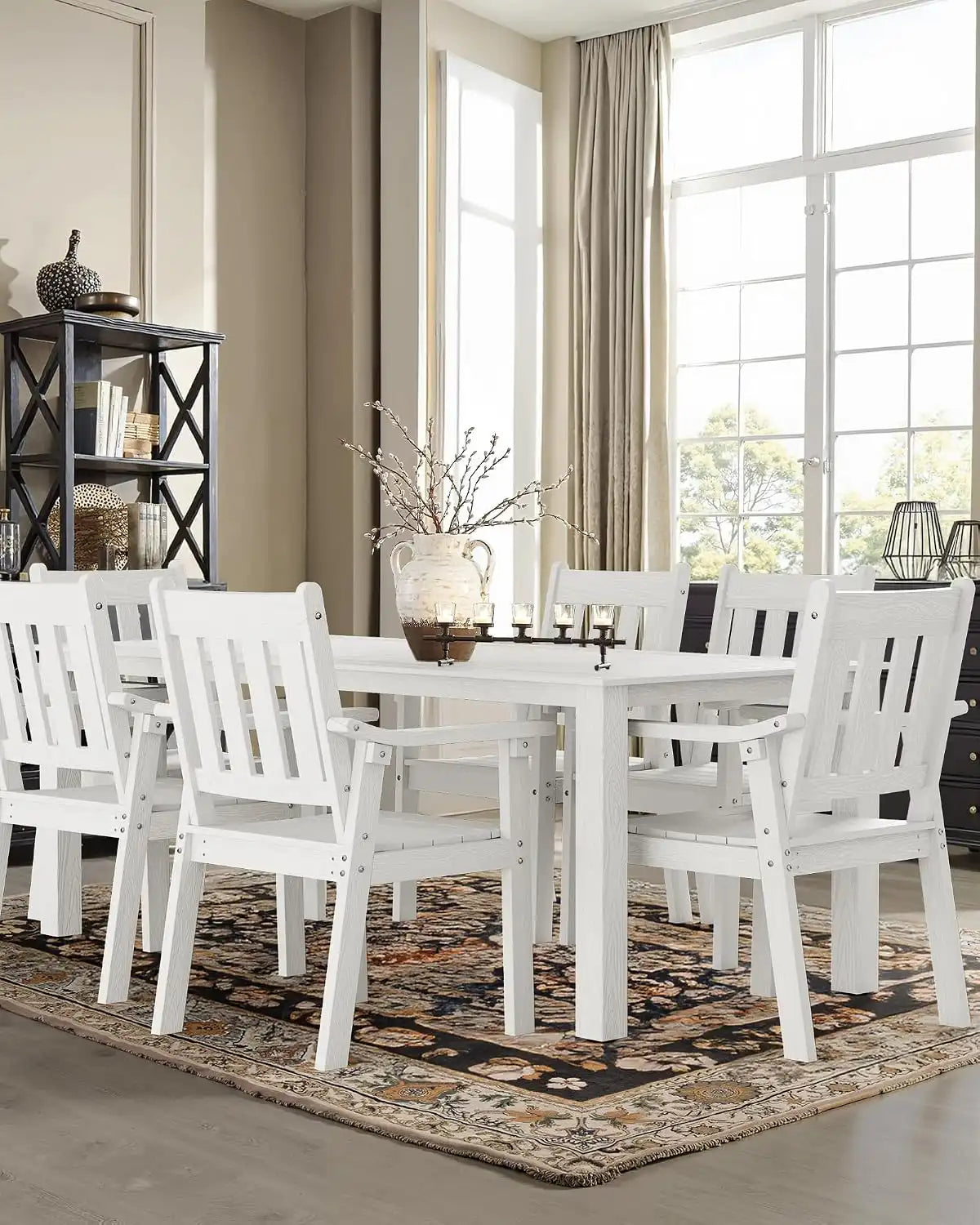 YEFU Patio Dining Chairs Set of 6, Weather Resistant HIPS, White