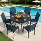 SUNCROWN 7 - Piece Outdoor Dining Set, Patio Furniture Set with 6 x Textilene Dinning Chairs and 53" Metal Round Table with Umbrella Hole for Lawn Garden Backyard Deck, Blue