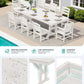 SERWALL 9Pcs HDPE Outdoor Dining Set w/6 Armless, 2 Armchairs for 8,White