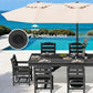 SERWALL 9Pcs HDPE Outdoor Dining Set w/6 Armless, 2 Armchairs for 8,Black