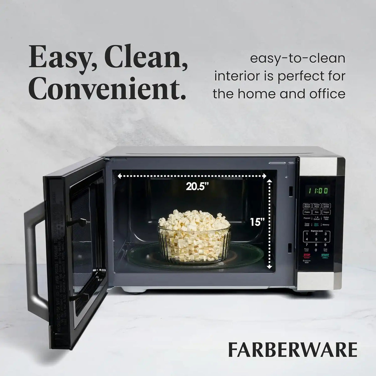 Farberware Countertop Microwave Oven 1.6 cu. ft. 1100 Watts Stainless steel
