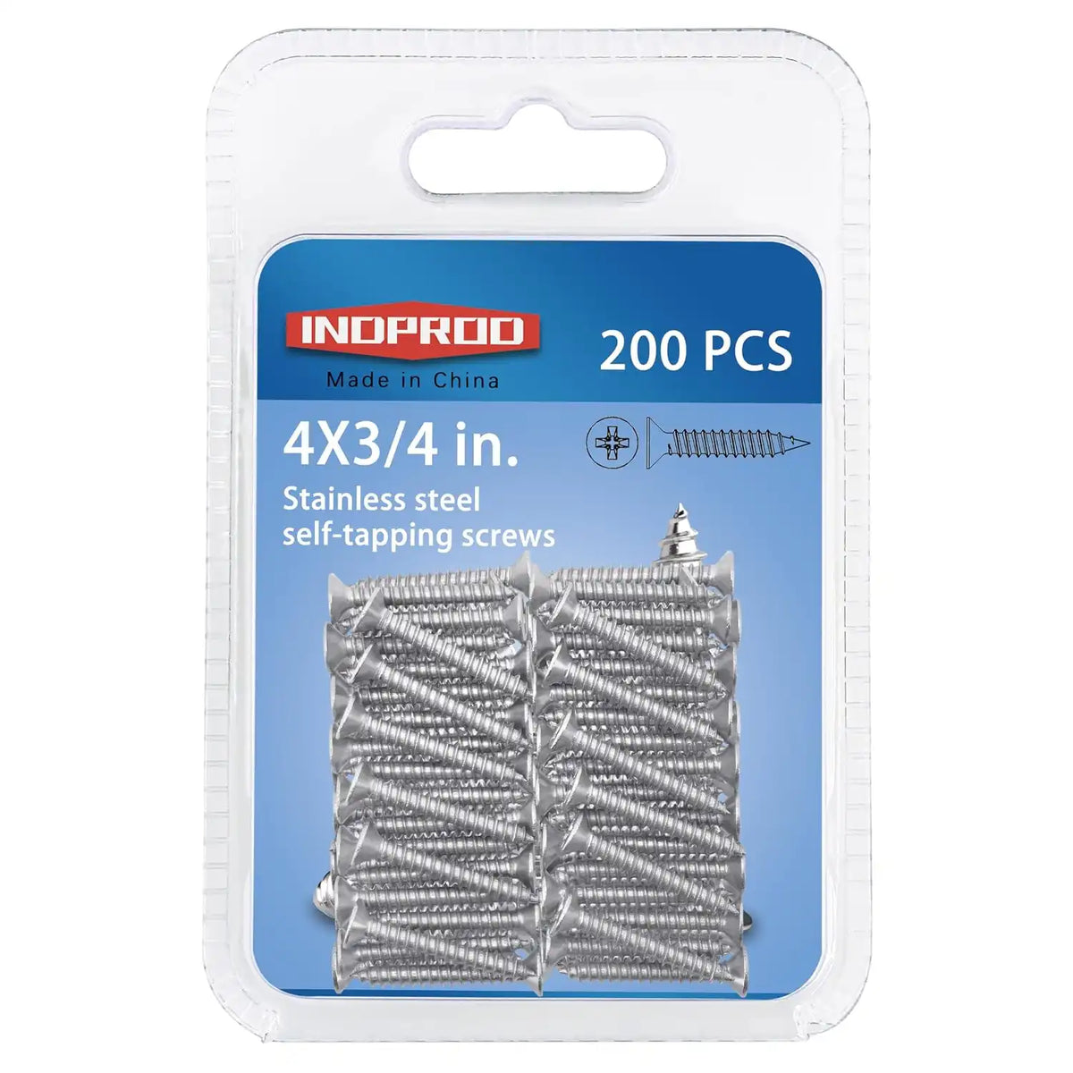 #4 × 3/4" Flat Head Phillips Wood Screw, Flat Head Self Tapping Screw Sheet Metal Screws Wood Screws, Stainless Steel 304 (18-8), 4 × 3/4-Inch, 200Pcs