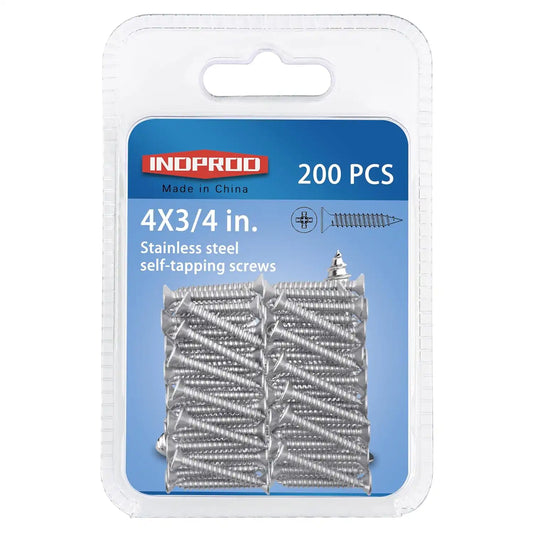 #4 × 3/4" Flat Head Phillips Wood Screw, Flat Head Self Tapping Screw Sheet Metal Screws Wood Screws, Stainless Steel 304 (18-8), 4 × 3/4-Inch, 200Pcs