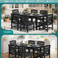 SERWALL HDPE Outdoor Dining Furniture, Outdoor Dining Set for 10, Black