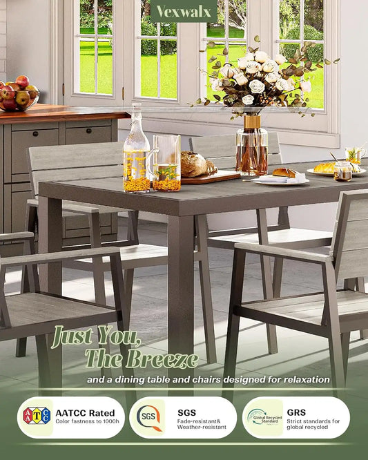 Vexwalx 10 Pcs Outdoor Dining Set, 67" HDPS Dining Set for 8, Gray