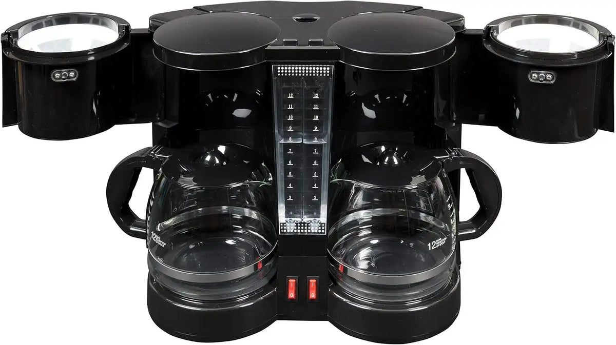 Double Coffee Brewer Station, Dual Drip Coffee Maker Brews two 12-cup Pots