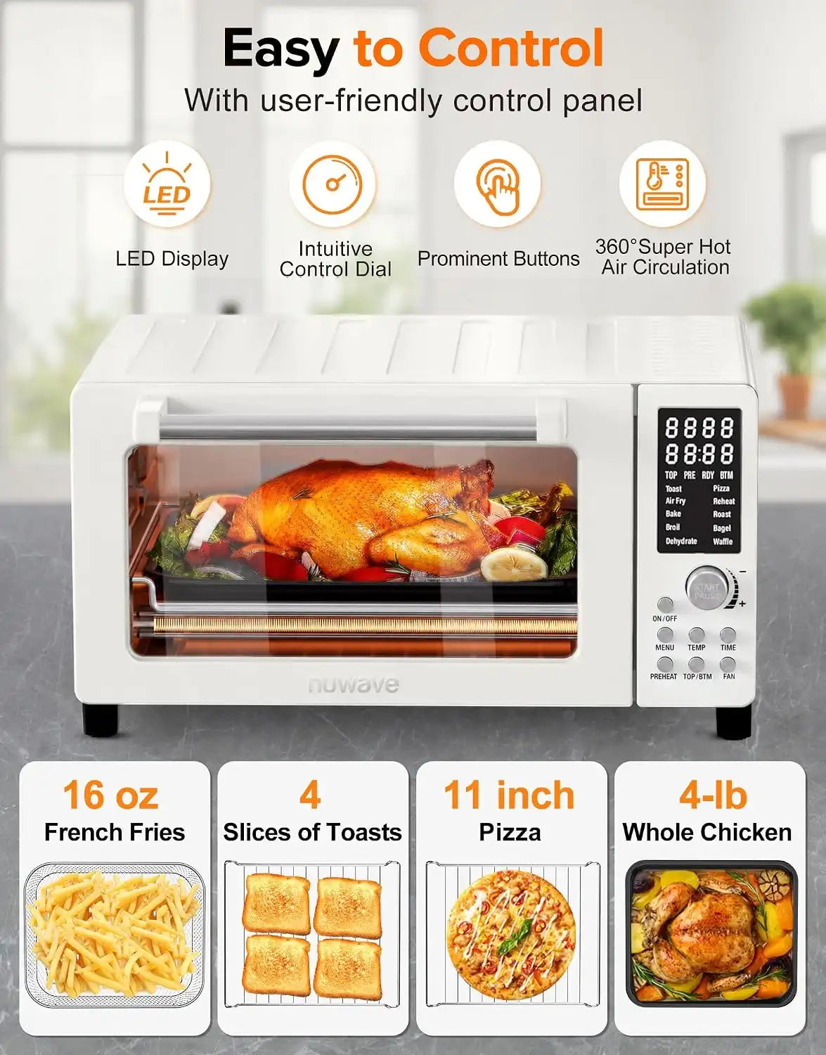 Nuwave Bravo Pro Smart Air Fryer Toaster Oven Countertop Combo