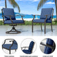 7 PCS Outdoor Patio Dining Set,Patio Table and Chairs Metal Outdoor Patio Furniture Set with Umbrella Hole,Dining Table Set with 6 Chairs for Deck,Backyard and Garden,Navy Blue
