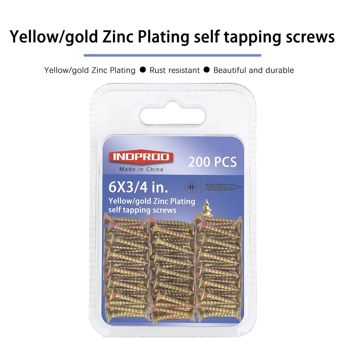 Wood Screws #6 × 3/4", Countersunk Phillips Flat Head, Yellow Zinc Plated Steel, High Hardness Self Tapping Screws for Wood Plastic Metal Drywall, Full Thread Type, #6 × 3/4-Inch, 100 Pcs