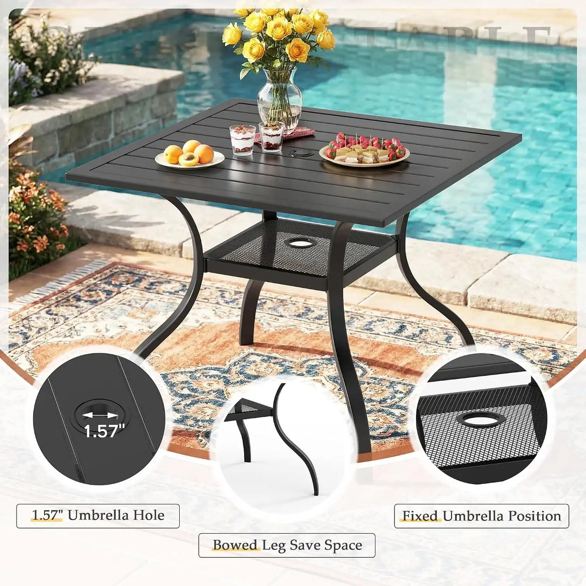 SUNCROWN 5-Piece Outdoor Dining Set, Patio Furniture Set with 4 x Textilene Dinning Chairs and 1 Steel Slat Metal Bistro Table for Garden Deck Lawn Backyard, Grey