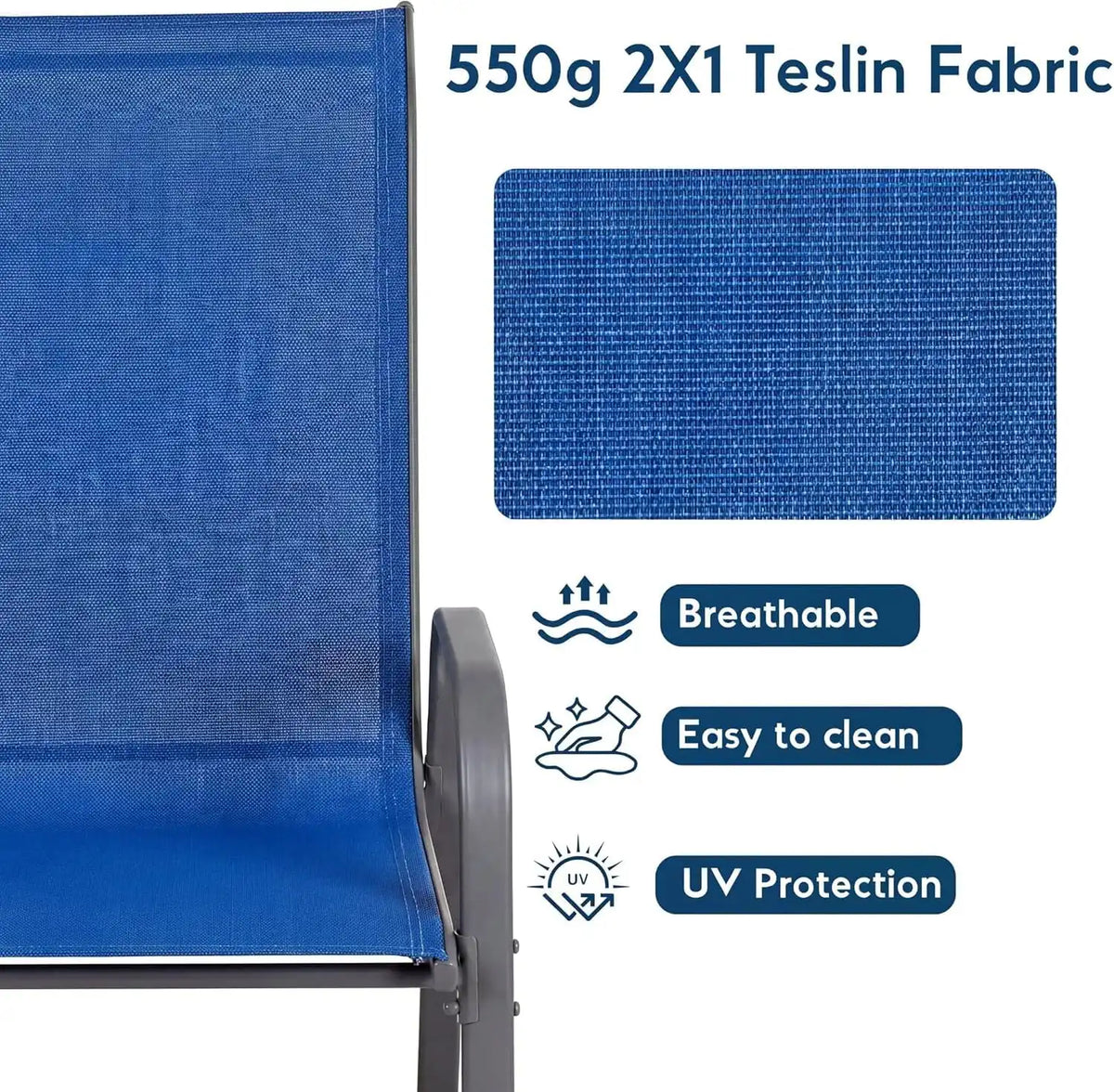 Arlopu 5 Pieces Outdoor Patio Dining Set, Glass Table and Textilene Chair