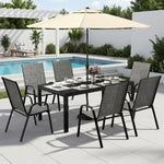 7PCS Patio Dining Set, Steel Table & 6 Textilene Chairs, Charcoal