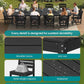 SERWALL HDPE Outdoor Dining Furniture, Outdoor Dining Set for 10, Black