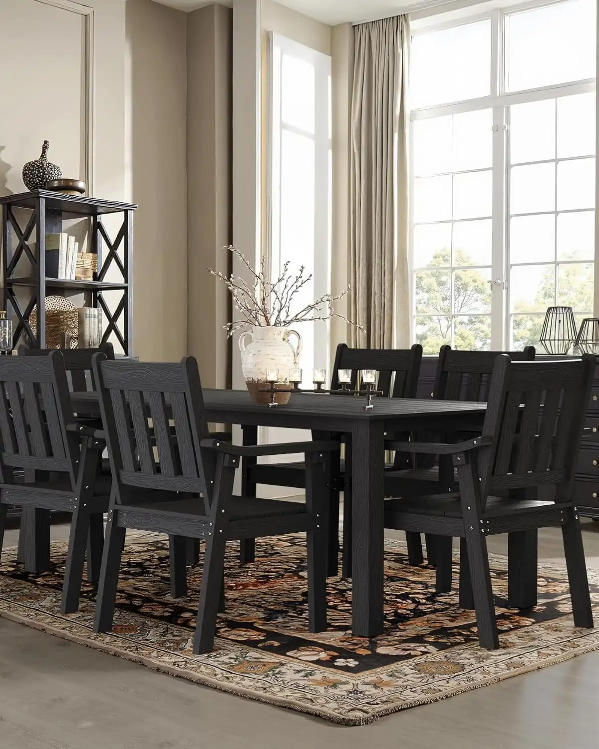 YEFU Patio Dining Chairs Set of 6, Weather Resistant HIPS, Black