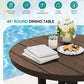 SERWALL 5-Piece HDPE Round Dining Set, 45" Table, 4 Chairs, Coffee