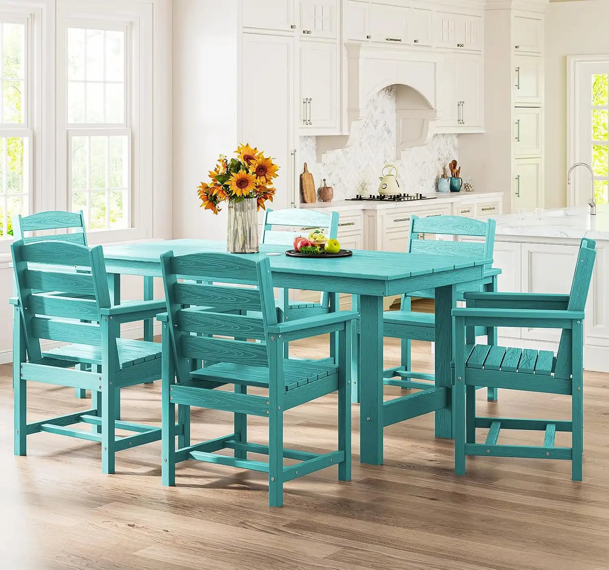 SERWALL Patio Dining Chair Set of 2,All Weather HDPE Dining Chair, Aruba