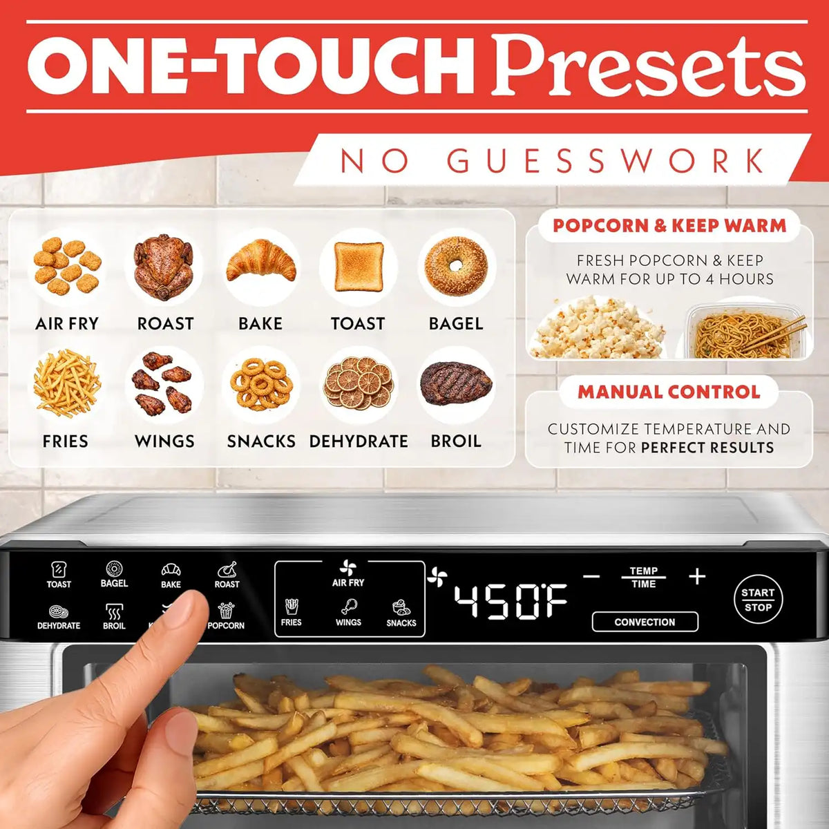 Gourmia Toaster Oven - 4-Slice Capacity, Digital Display, Stainless Steel