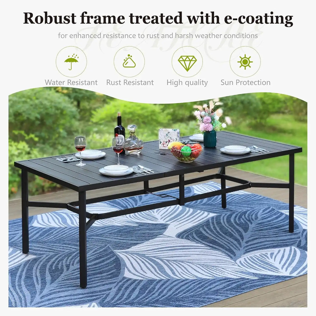 HERA'S HOUSE 9pc Outdoor Patio Dining Set for 8, Textilene Chairs, Brown