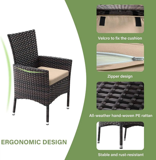 5Pcs Patio Dining Set All-Weather Wicker Outdoor Table and Chairs Set