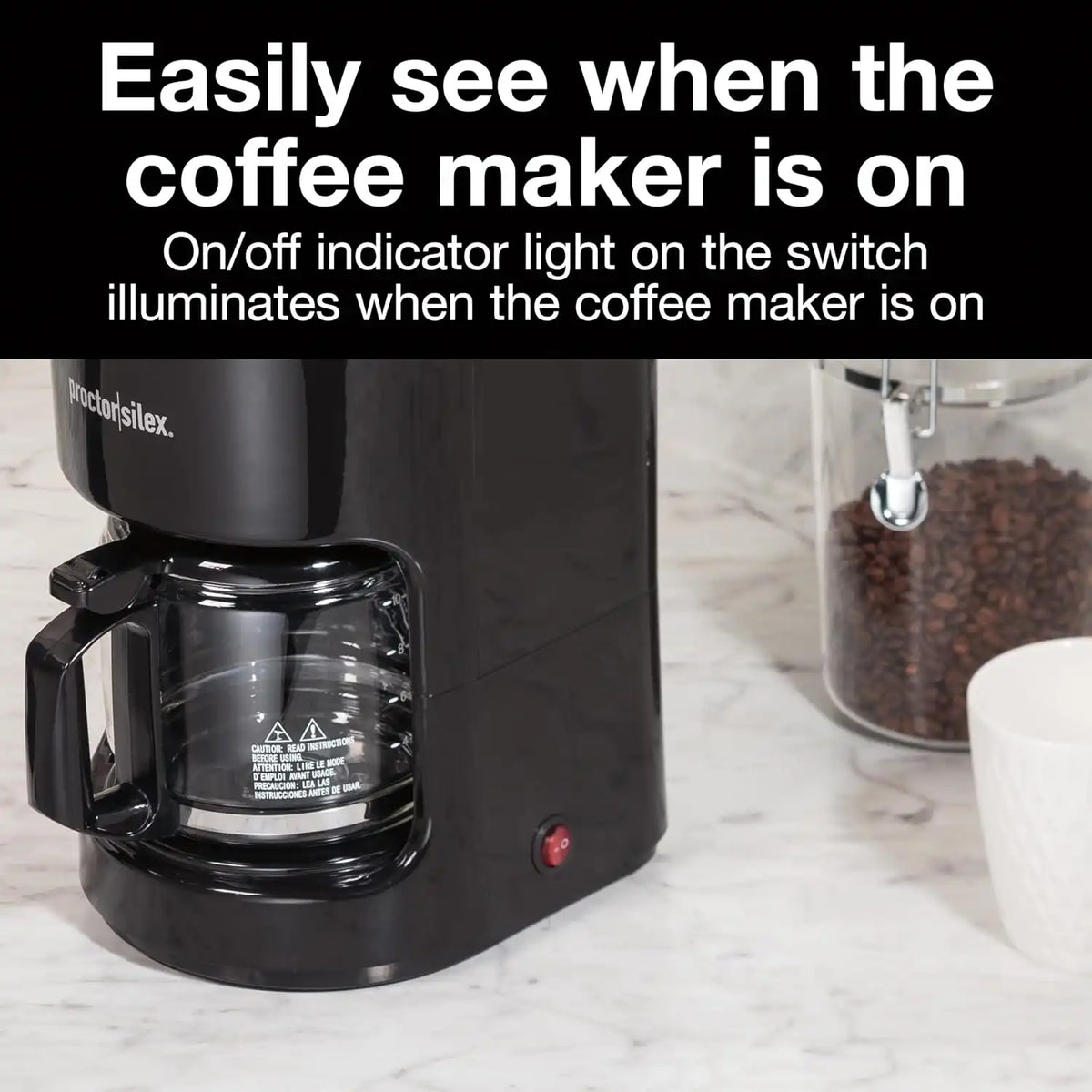 Proctor Silex 10-Cup Coffee Maker, Works with Smart Plugs That Are Compatible with Alexa, Auto Pause and Serve, Black (48351PS)