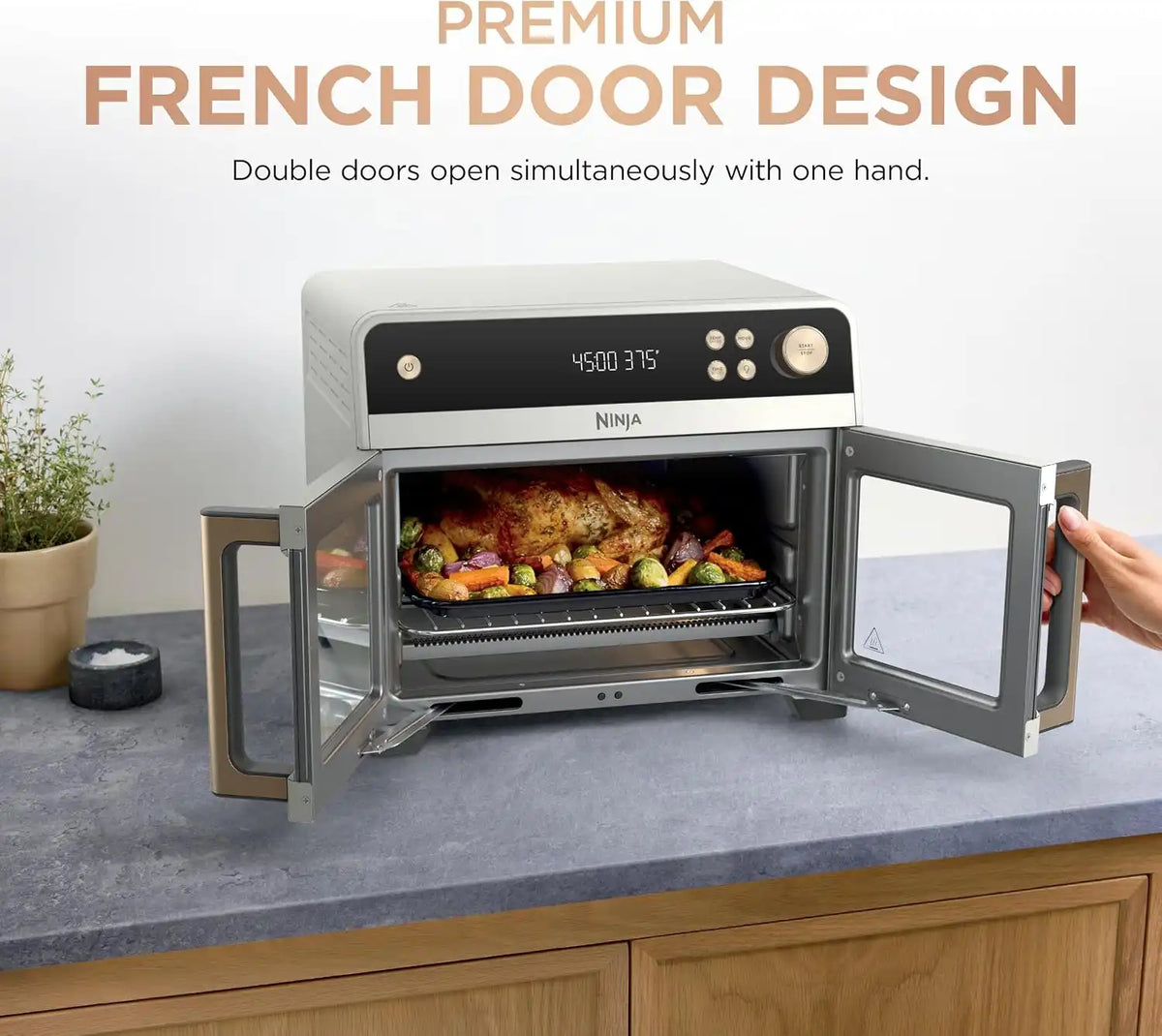 Ninja French Door Premier Air Fry Oven, Amazon Exclusive Bone & Champagne