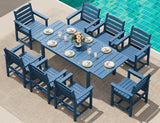 SERWALL HDPE and Aluminum Outdoor Dining Set for 8, Blue