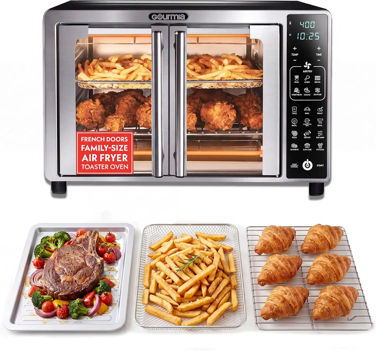 Gourmia Toaster Oven - 6-Slice Capacity, Digital Display, Stainless Steel