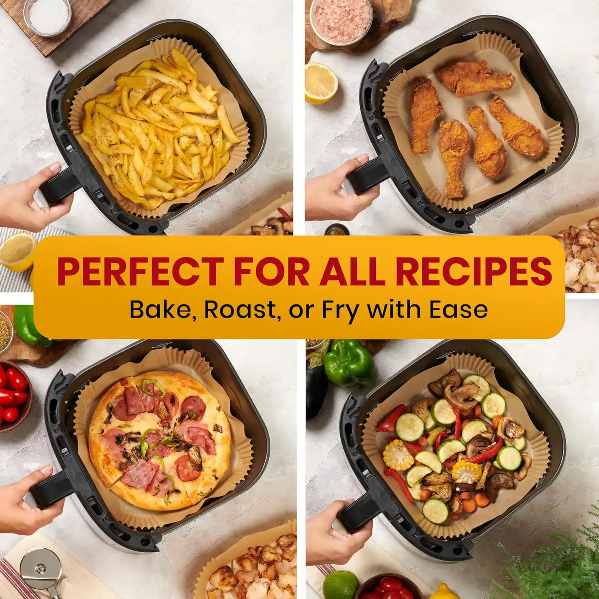 Air Fryer Liners Disposable, 350 Pcs 8" Square for Most 5-8 qt Baskets