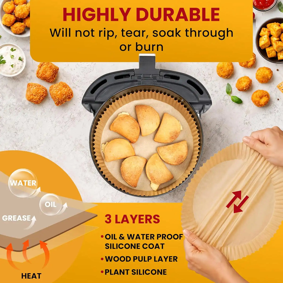 Air Fryer Liners for Ninja, 125 Pcs Round Disposable Airfryer Paper Liners