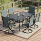 SUNCROWN 7-Piece Outdoor Patio Dining Set, All Weather Rectangular Metal Table & 6 Dark Grey Swivel Textilene Mesh Chairs, Weather Resistant Patio Furniture for Deck Lawn Garden Backyard Poolside