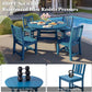 AMERLIFE Outdoor Dining Set for 4, HDPE Round Table and Chairs, Blue