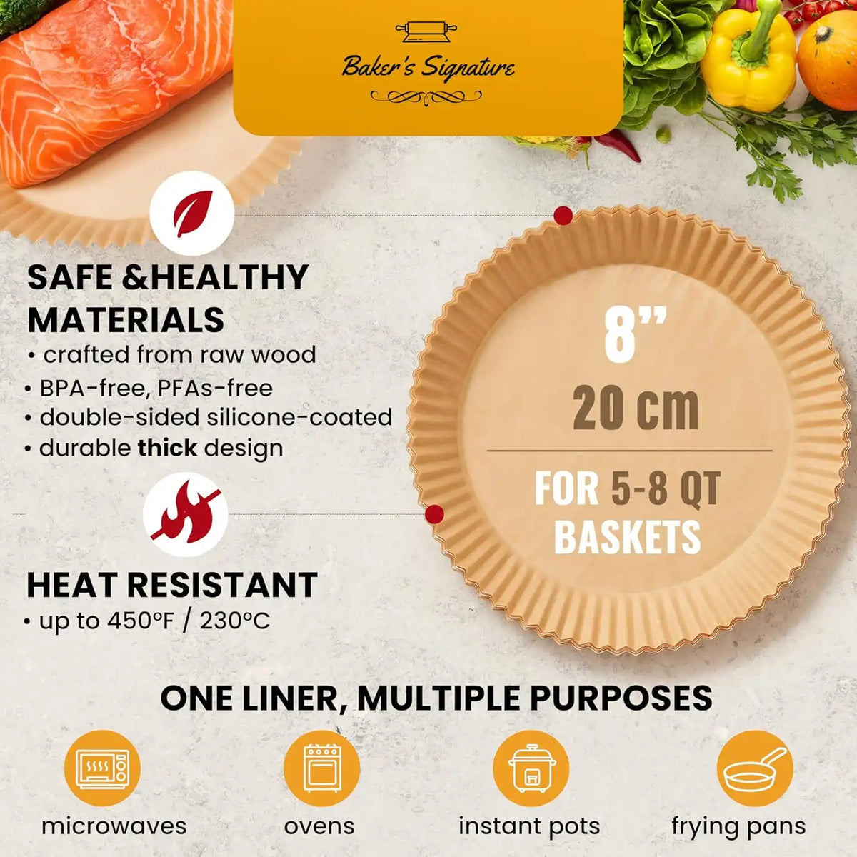 Air Fryer Liners for Ninja, 125 Pcs Round Disposable Airfryer Paper Liners