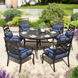 PHI VILLA Patio Dining Set, Round Metal Table