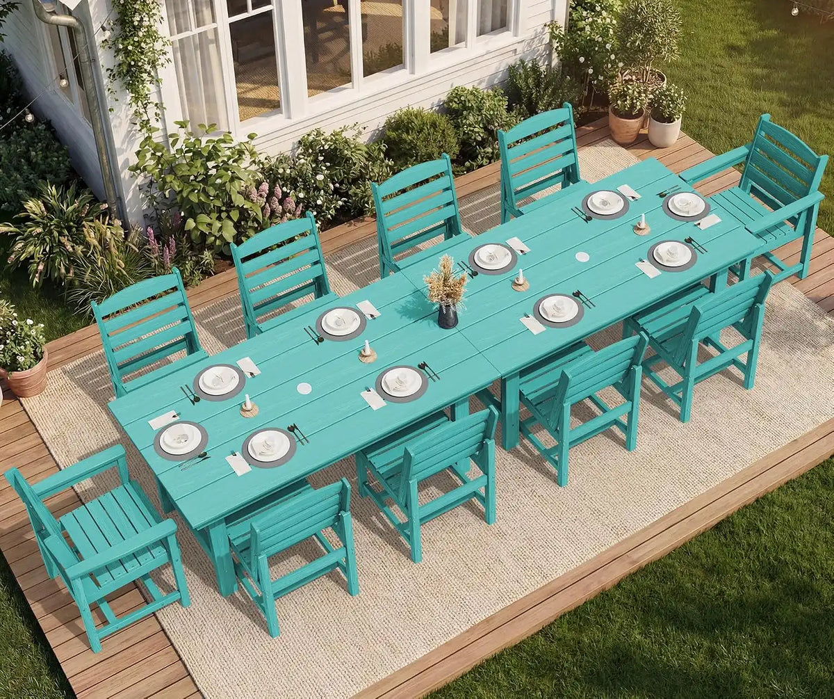 SERWALL HDPE Outdoor Dining Furniture, Outdoor Dining Set for 10, Aruba