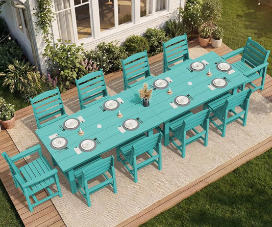 SERWALL HDPE Outdoor Dining Furniture, Outdoor Dining Set for 10, Aruba