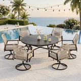 SUNSHINE VALLEY 7pc Patio Dining Set, 54" Round Table & 6 Swivel Chairs