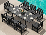 SERWALL HDPE and Aluminum Outdoor Dining Set for 8, Black