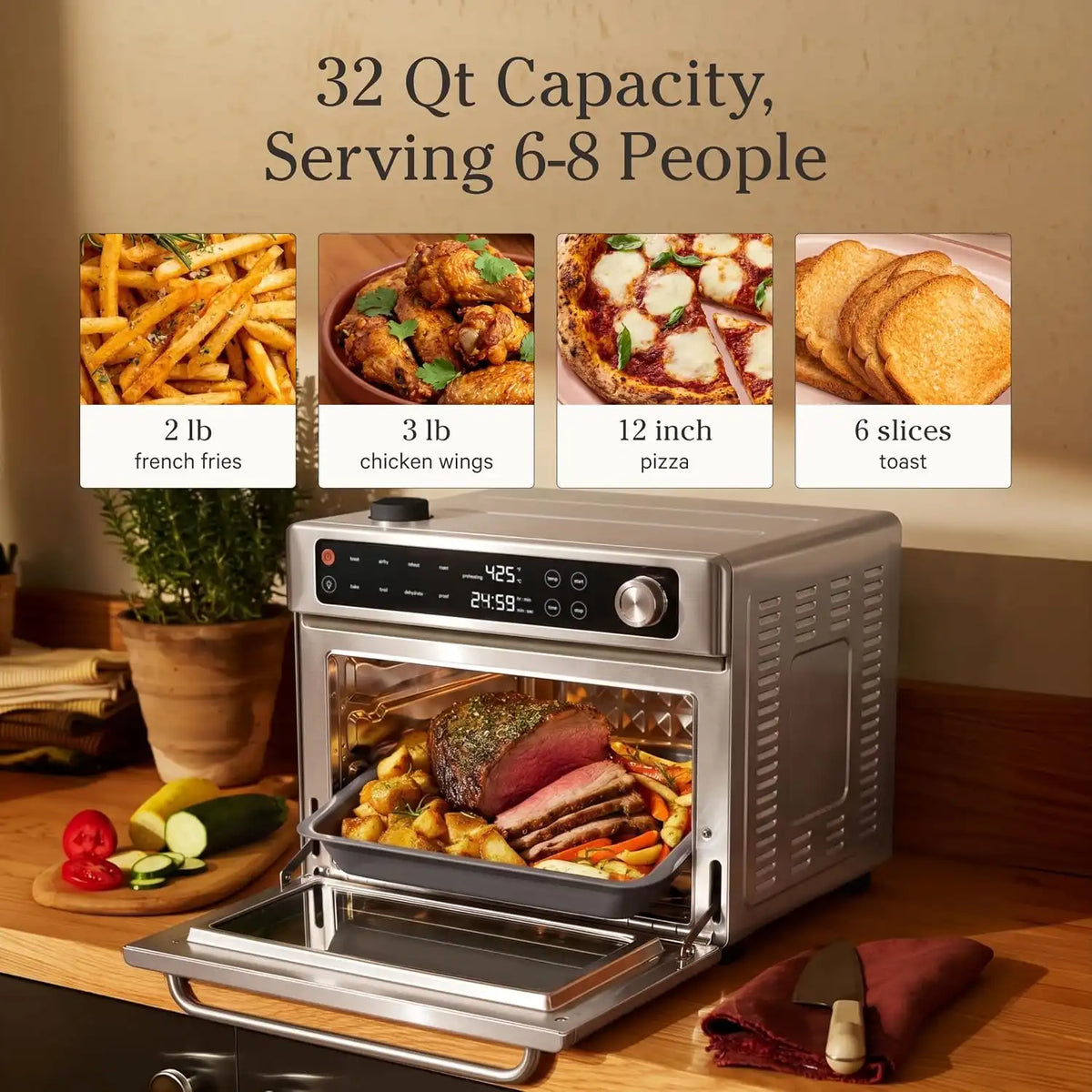 Our Place Wonder Oven Pro, 8-in-1 Digital Air Fryer Oven, 3-Rack, 30 Qt