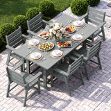 HDPE Outdoor Dining Set, Patio Dining Set of 8, Gray