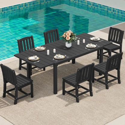 SERWALL Outdoor Patio Dining Set for 6, Black