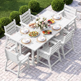 HDPE Outdoor Dining Set, Patio Dining Set of 8, White