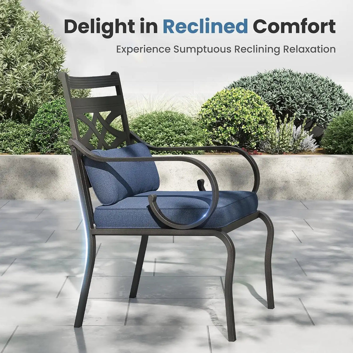 PHI VILLA Patio Dining Set, Round Metal Table