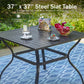 PHI VILLA Patio Dining Set, 37" Square Metal Table