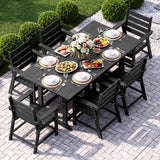 HDPE Outdoor Dining Set, Patio Dining Set of 8, Black