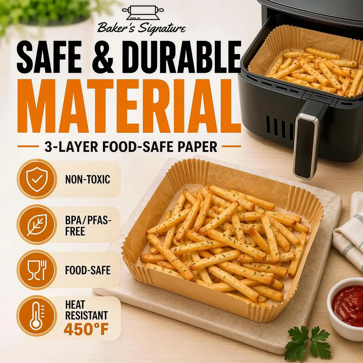 Air Fryer Liners Disposable, Unbleached Parchment Paper Baking Liners