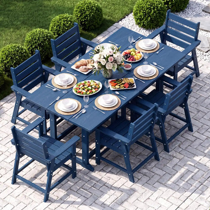 HDPE Outdoor Dining Set, Patio Dining Set of 8, Navy