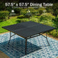 PHI VILLA 9 Piece, Outdoor Dining Set, 57.5" Square Table, Umbrella Hole | Wrought Iron, Iron Chairs, Cushions, Black & Red, Weather-Resistant
