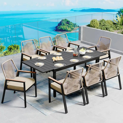 SUNSHINE VALLEY 9pc Patio Dining Set for, Extendable Metal Table & 8 Chairs