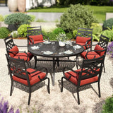 PHI VILLA Patio Dining Set, Round Metal Table